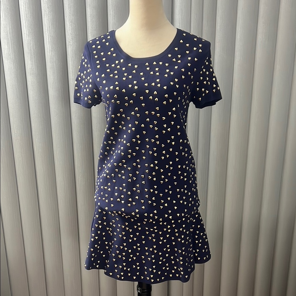 Michael Kors Navy Blue Gold Heart detailed dress
